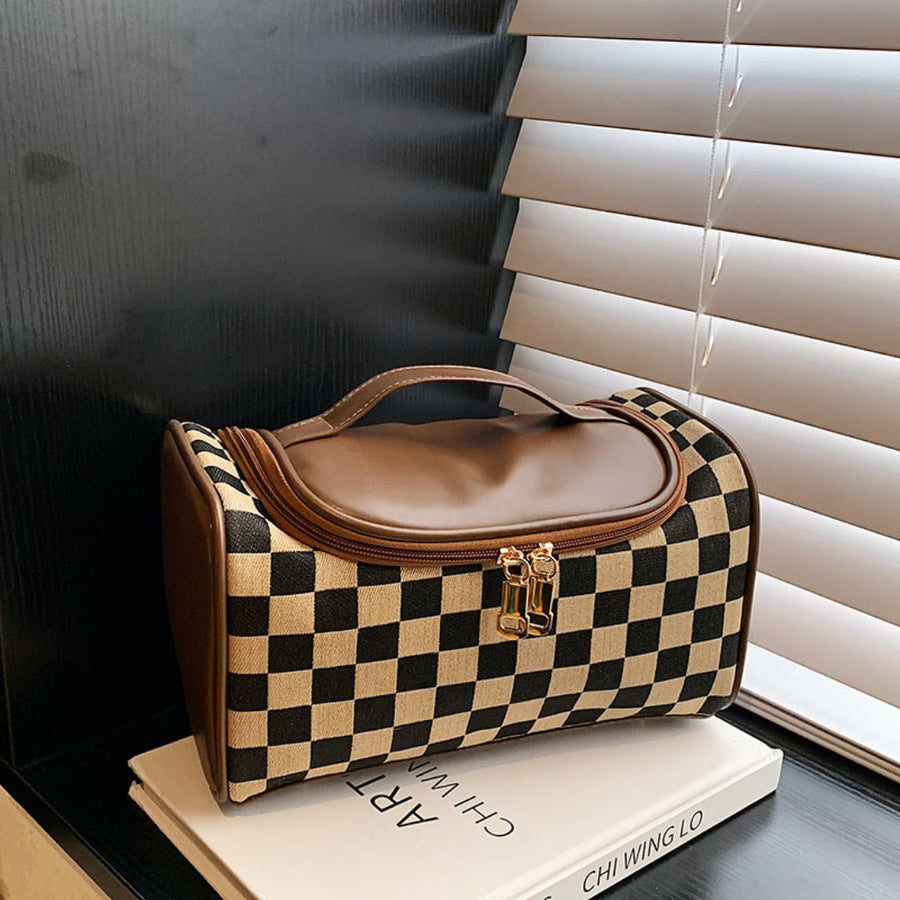 Checkered Travel Cosmetic Bag