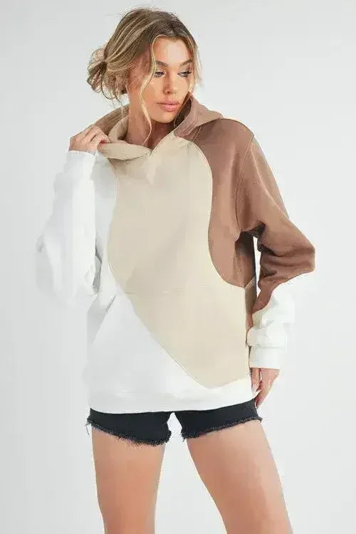 Color Block Kangaroo Pocket Hoodie