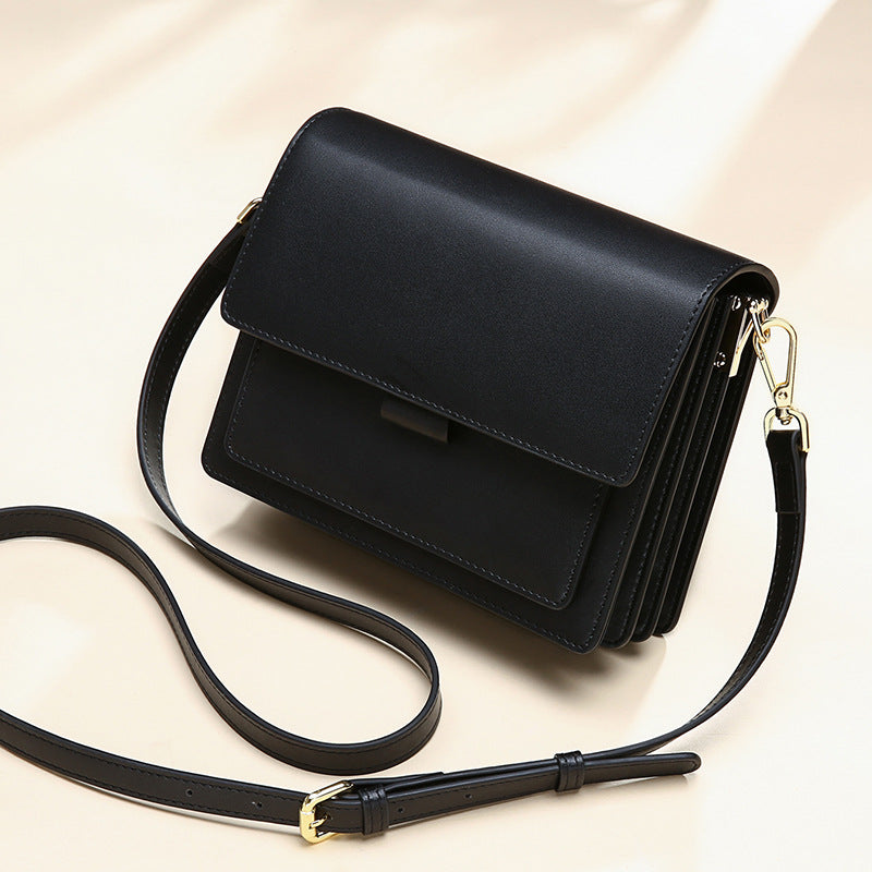 Small Genuine Leather Square Crossbody Bag
