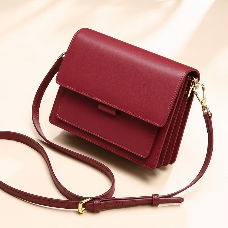 Small Genuine Leather Square Crossbody Bag