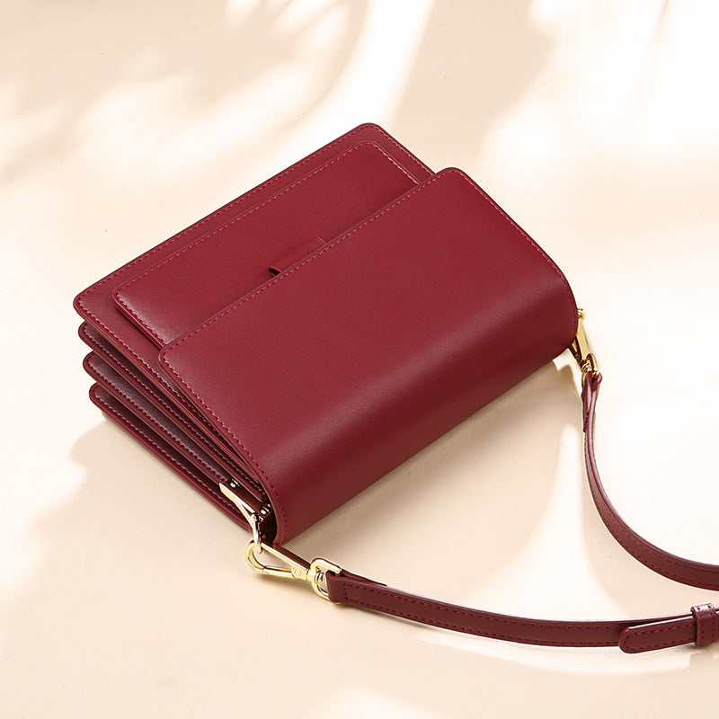 Small Genuine Leather Square Crossbody Bag