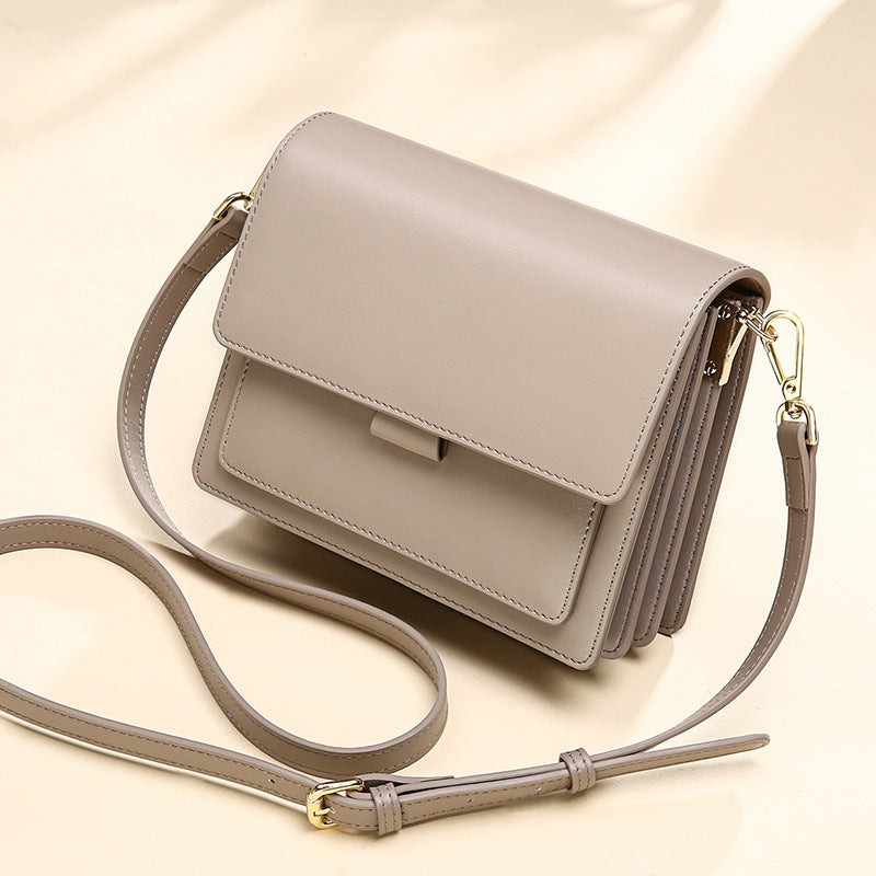 Small Genuine Leather Square Crossbody Bag