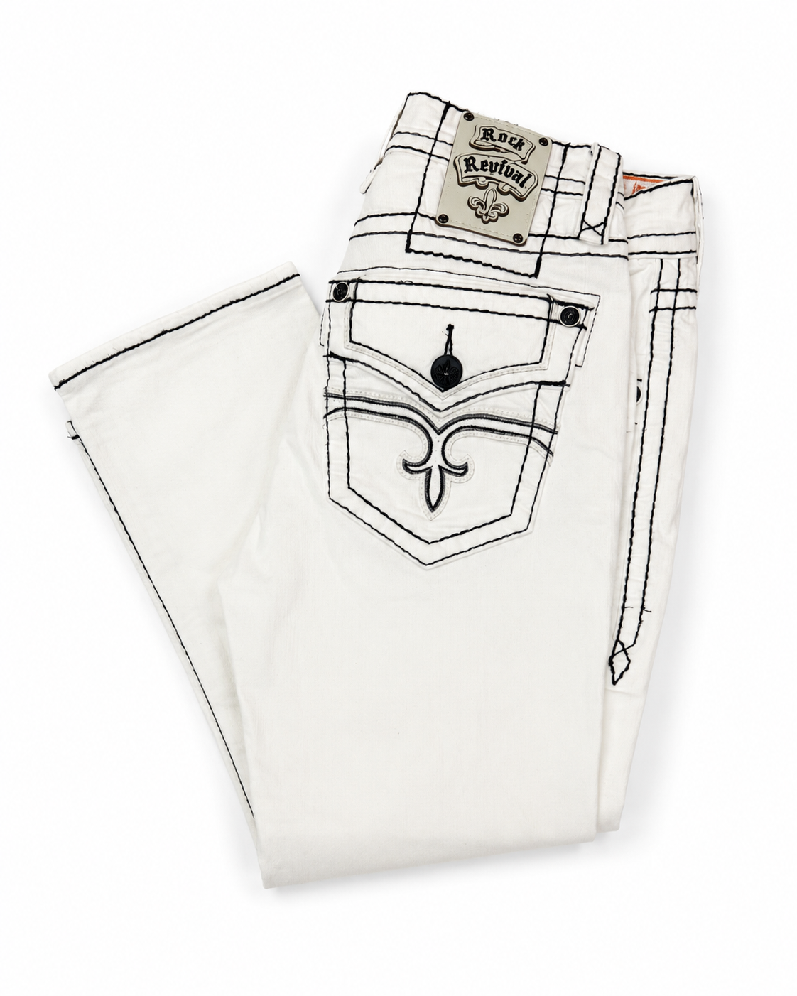 Rock Revival White Contrast-Stitch Jeans (Pre-Owned)