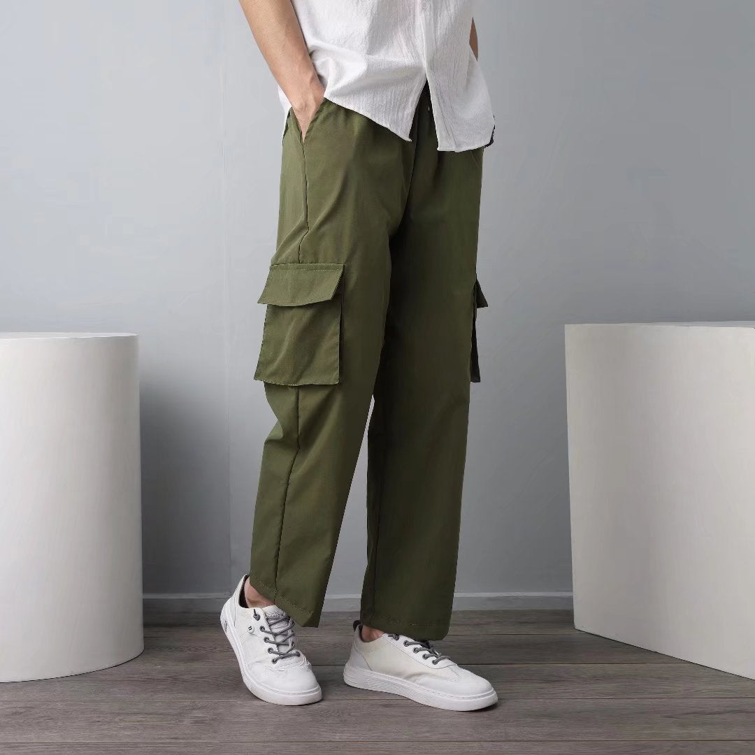 Men's Cropped Straight-Leg Casual Pants