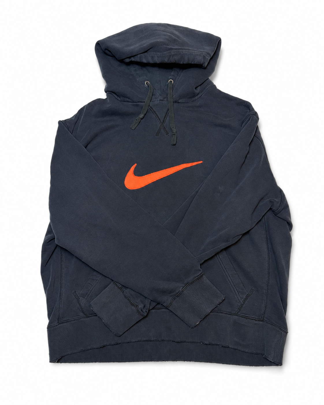 Nike Swoosh Pullover Hoodie – Navy w/ Orange Logo (PRE-OWNED)