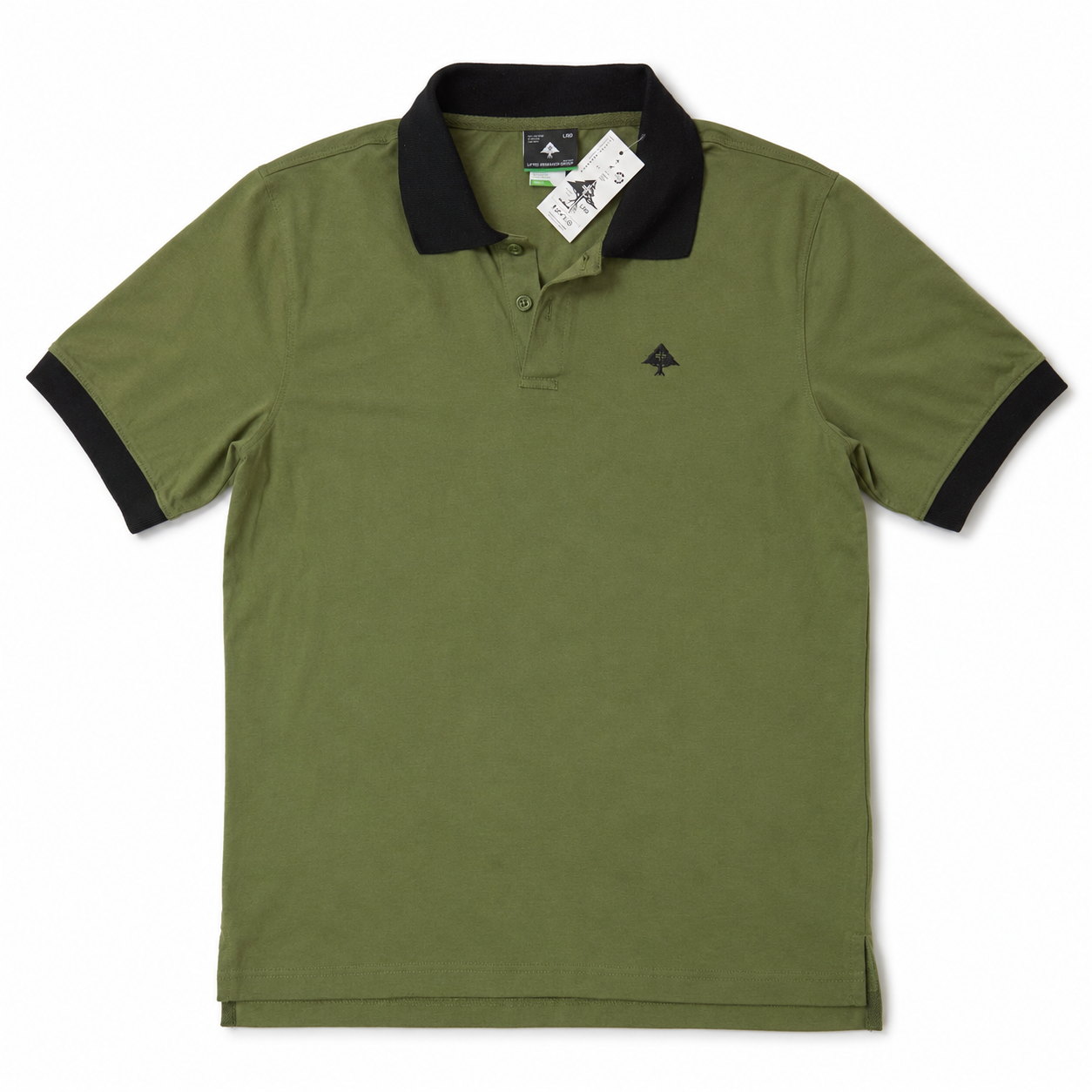 LRG (Lifted Research Group) Olive Polo — Black Contrast Collar & Cuffs (New)