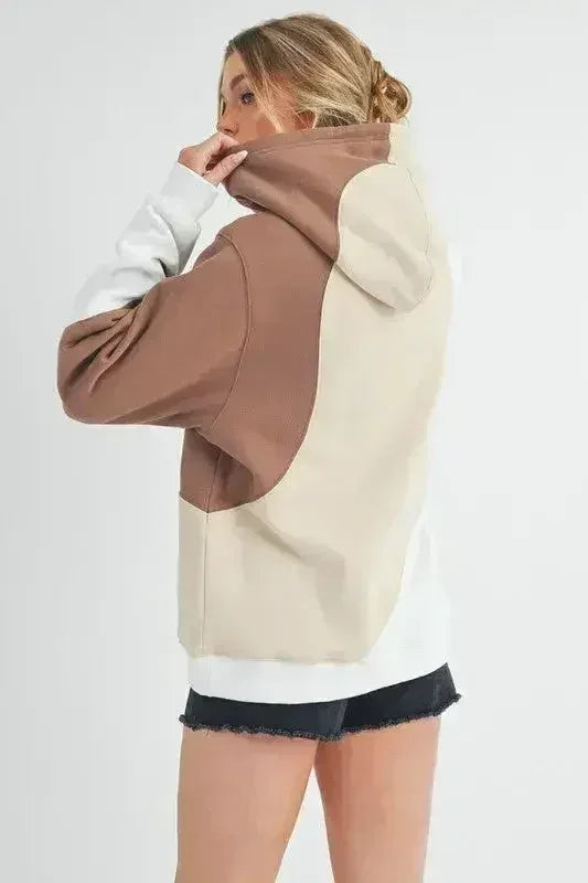 Color Block Kangaroo Pocket Hoodie