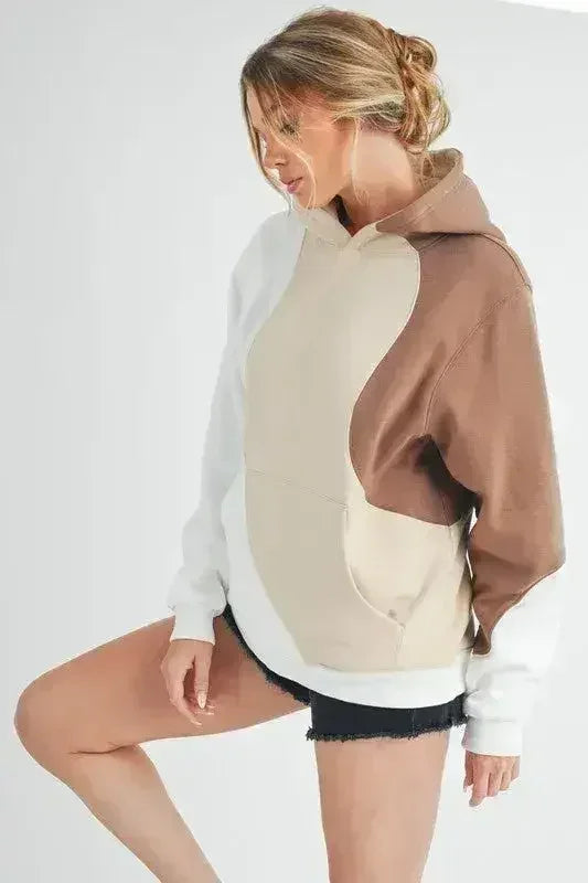 Color Block Kangaroo Pocket Hoodie