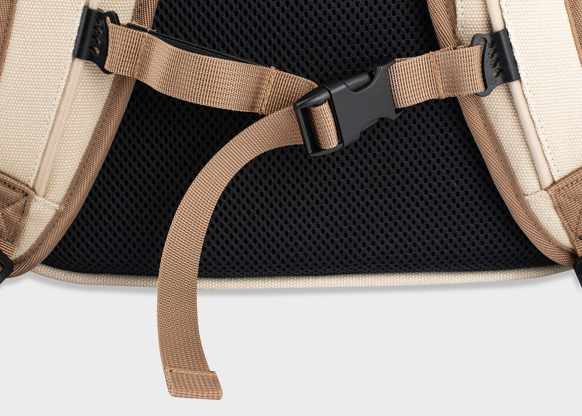 Sac à dos enroulable Nomad en chanvre, beige et vert