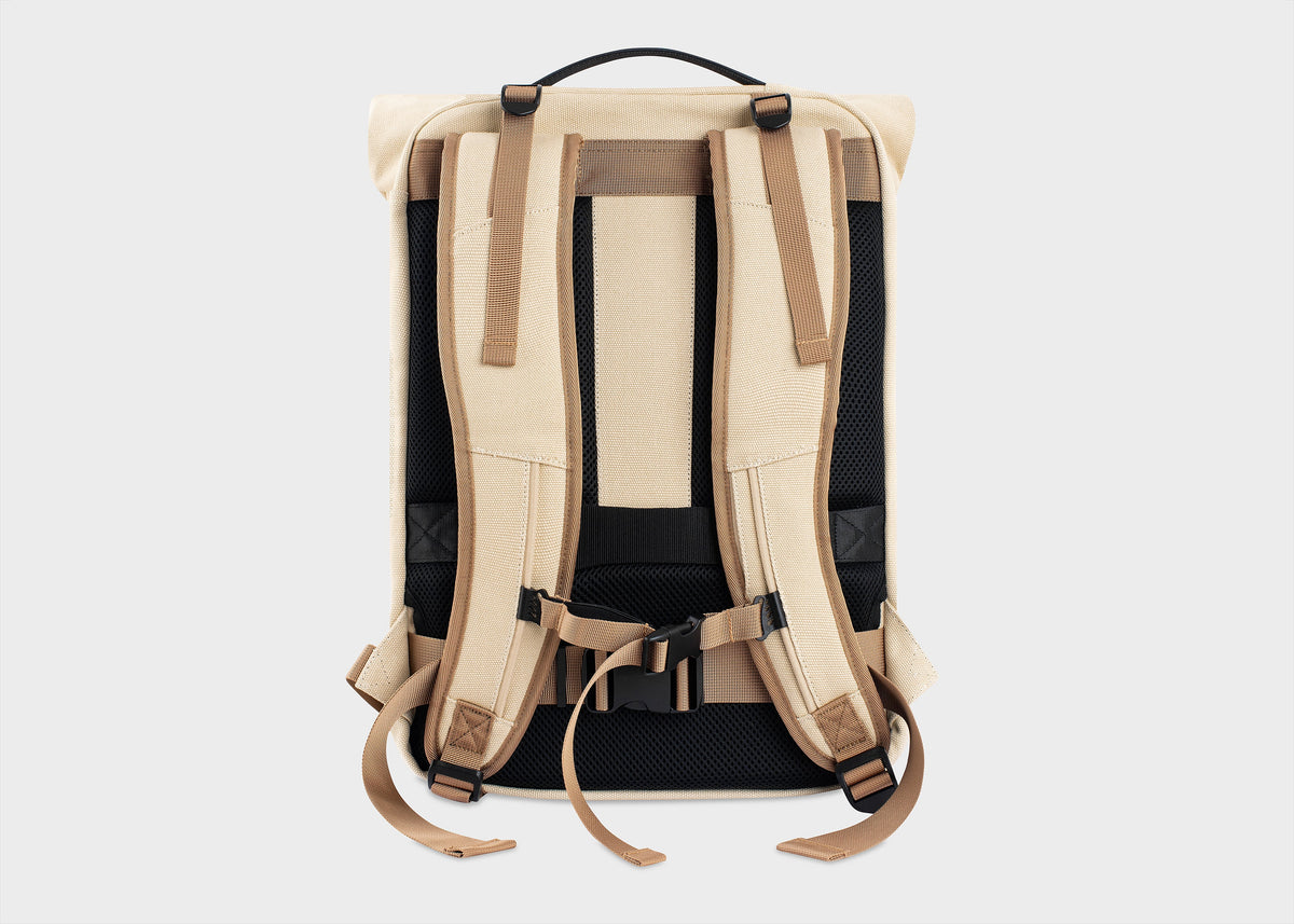 Sac à dos enroulable Nomad en chanvre, beige et vert