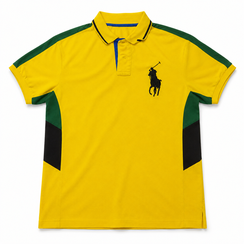 Polo Ralph Lauren “Big Pony” Polo – Yellow w/ Green-Black Panels (PRE-OWNED)