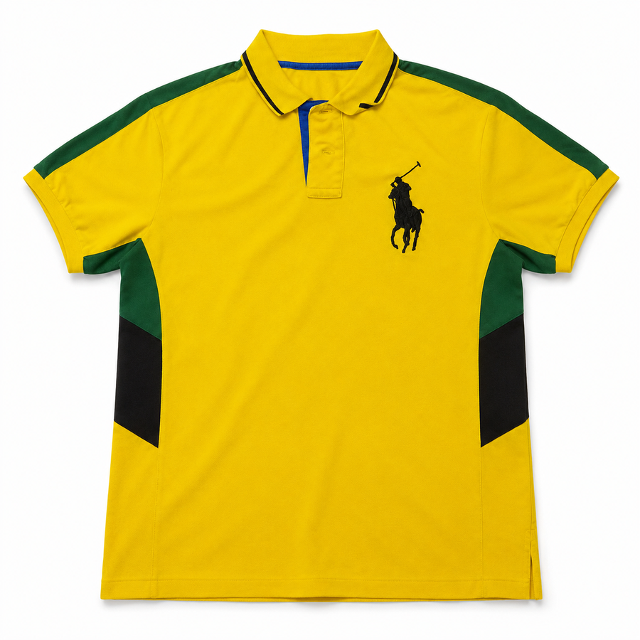 Polo Ralph Lauren “Big Pony” Polo – Yellow w/ Green-Black Panels (PRE-OWNED)