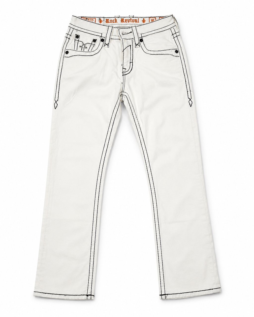Rock Revival White Contrast-Stitch Jeans (Pre-Owned)