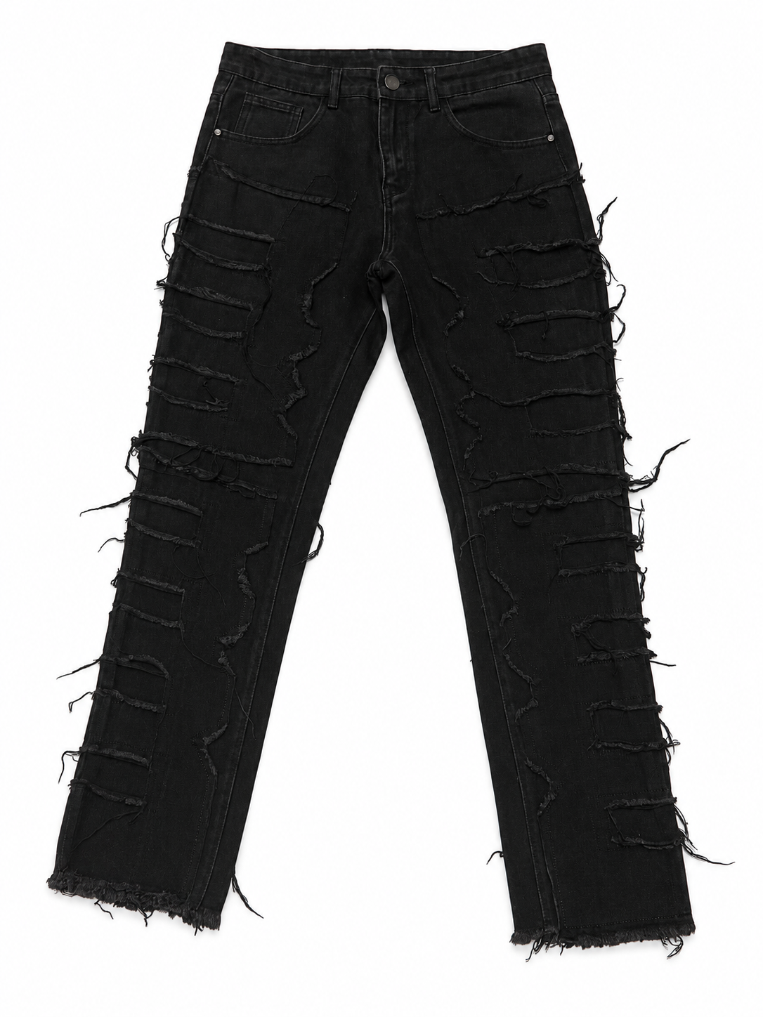 Frayed Patch Skinny Jeans – Black (PRE-OWNED)
