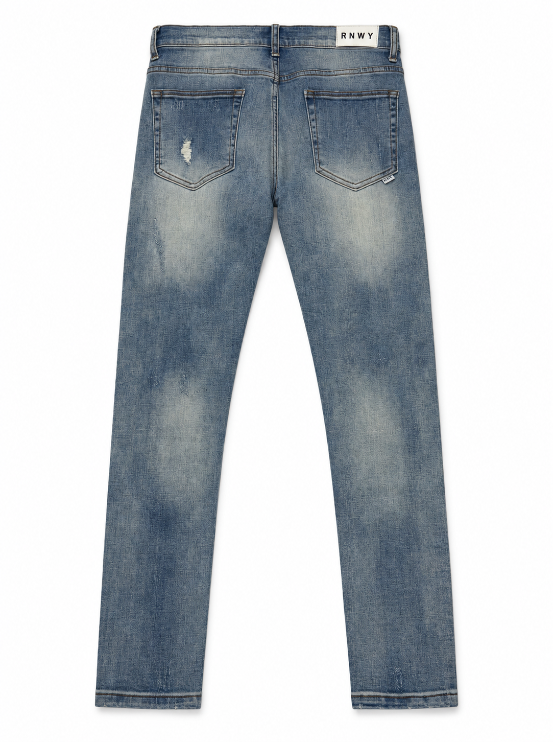 RNWY Biker Ripped Jeans – Light Blue – W32 (PRE-OWNED)