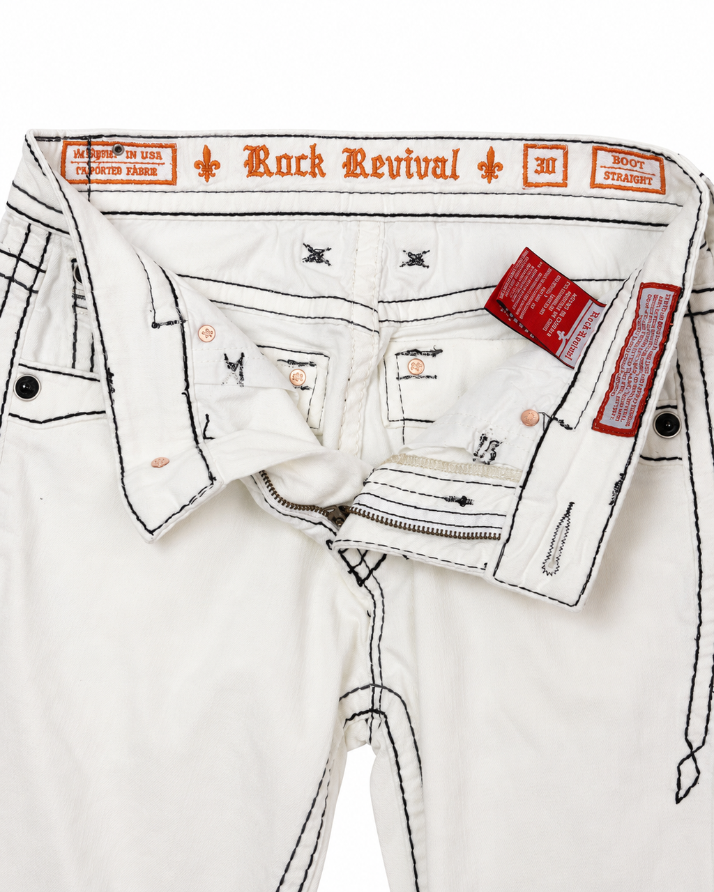 Rock Revival White Contrast-Stitch Jeans (Pre-Owned)