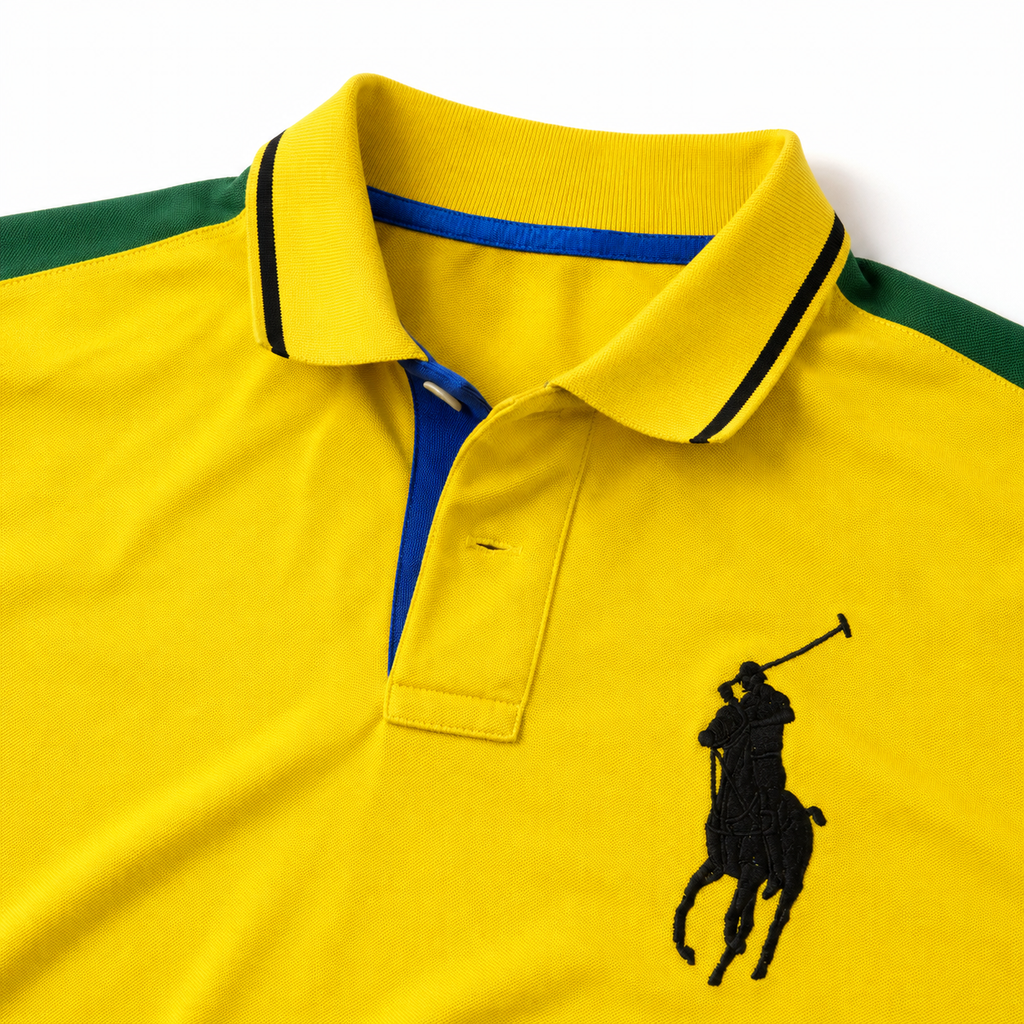 Polo Ralph Lauren “Big Pony” Polo – Yellow w/ Green-Black Panels (PRE-OWNED)