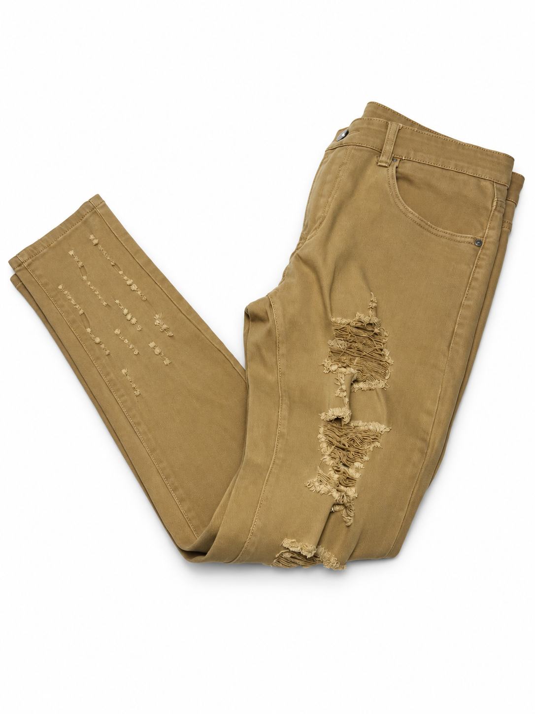 Distressed Skinny Jeans – Khaki (PRE-OWNED)