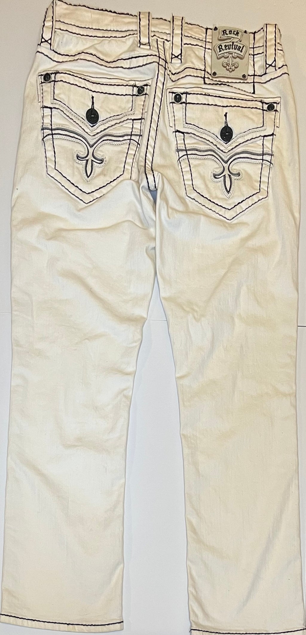 Rock Revival White Contrast-Stitch Jeans (Pre-Owned)