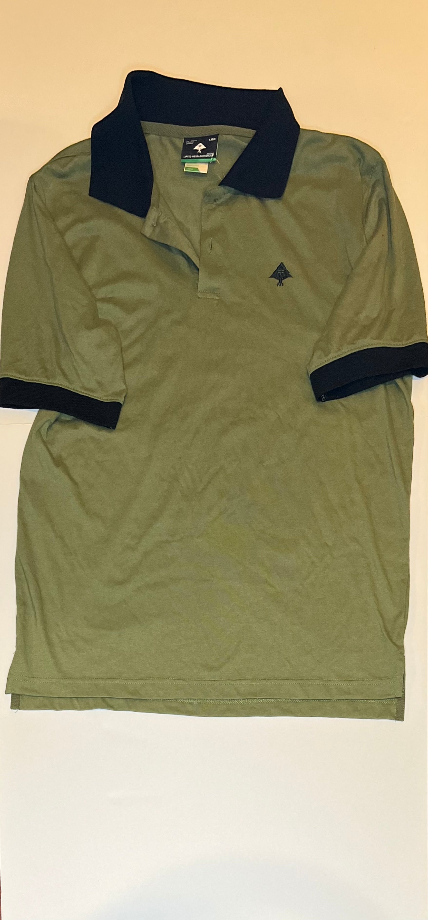 LRG (Lifted Research Group) Olive Polo — Black Contrast Collar & Cuffs (New)