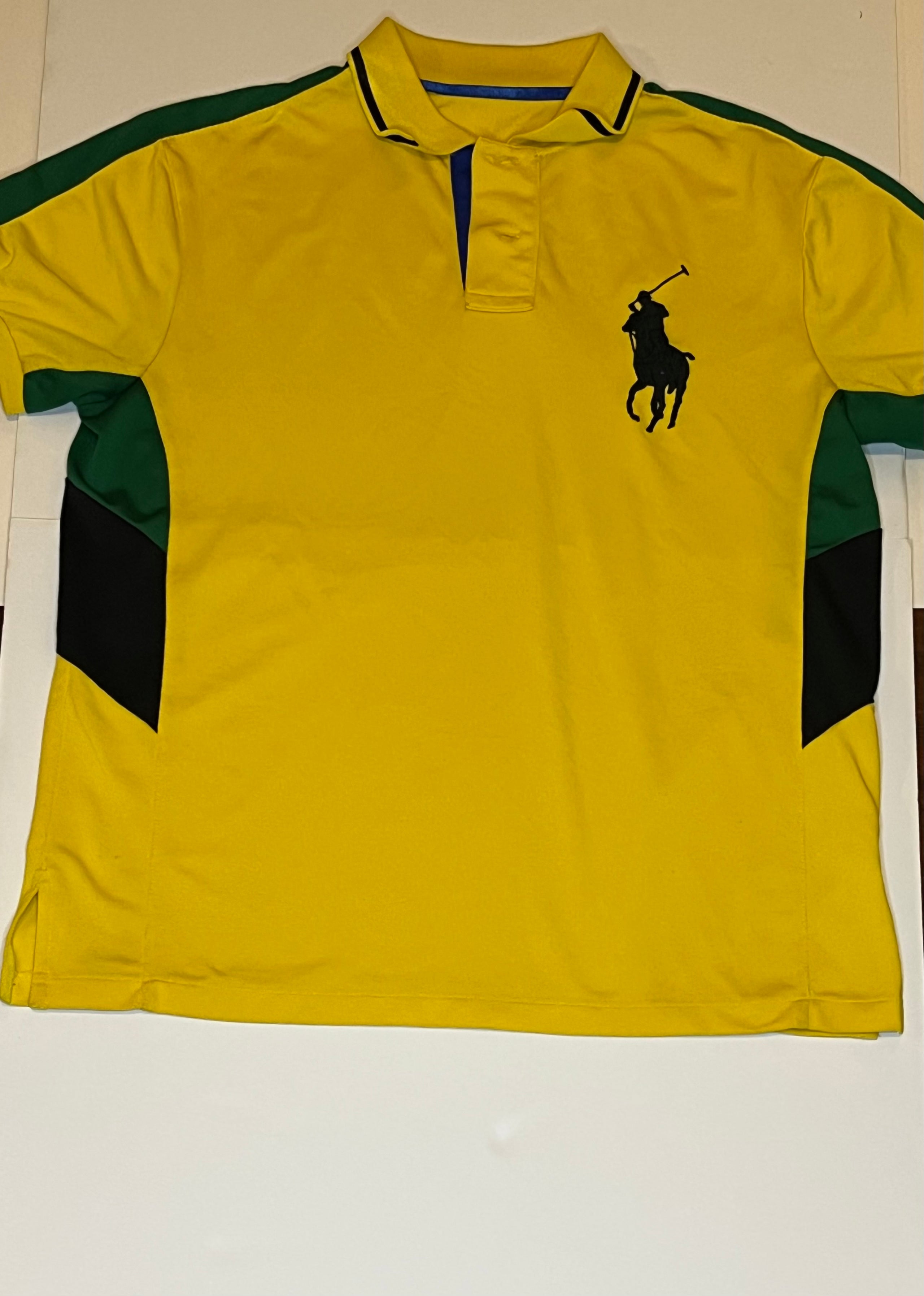 Polo Ralph Lauren “Big Pony” Polo – Yellow w/ Green-Black Panels (PRE-OWNED)