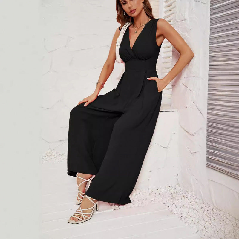 Sleeveless High-Waist Wide-Leg Jumpsuit