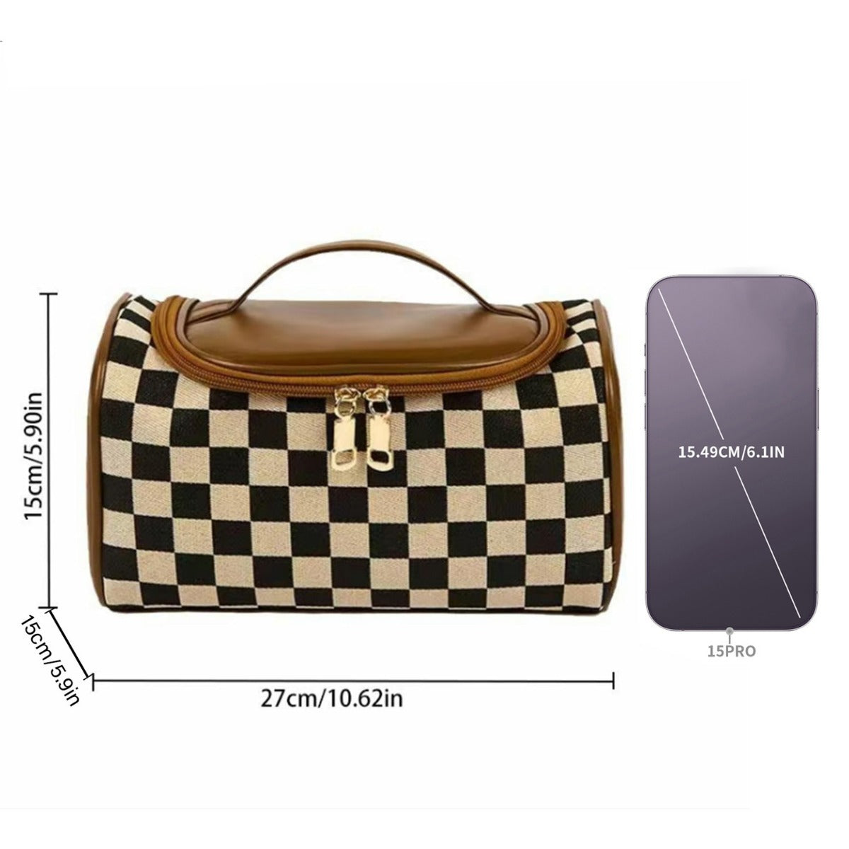 Checkered Travel Cosmetic Bag