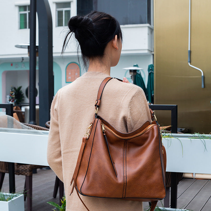 Large Vegan Leather Hobo Bag with Detachable Strap