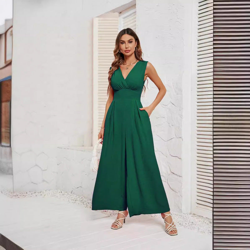 Sleeveless High-Waist Wide-Leg Jumpsuit