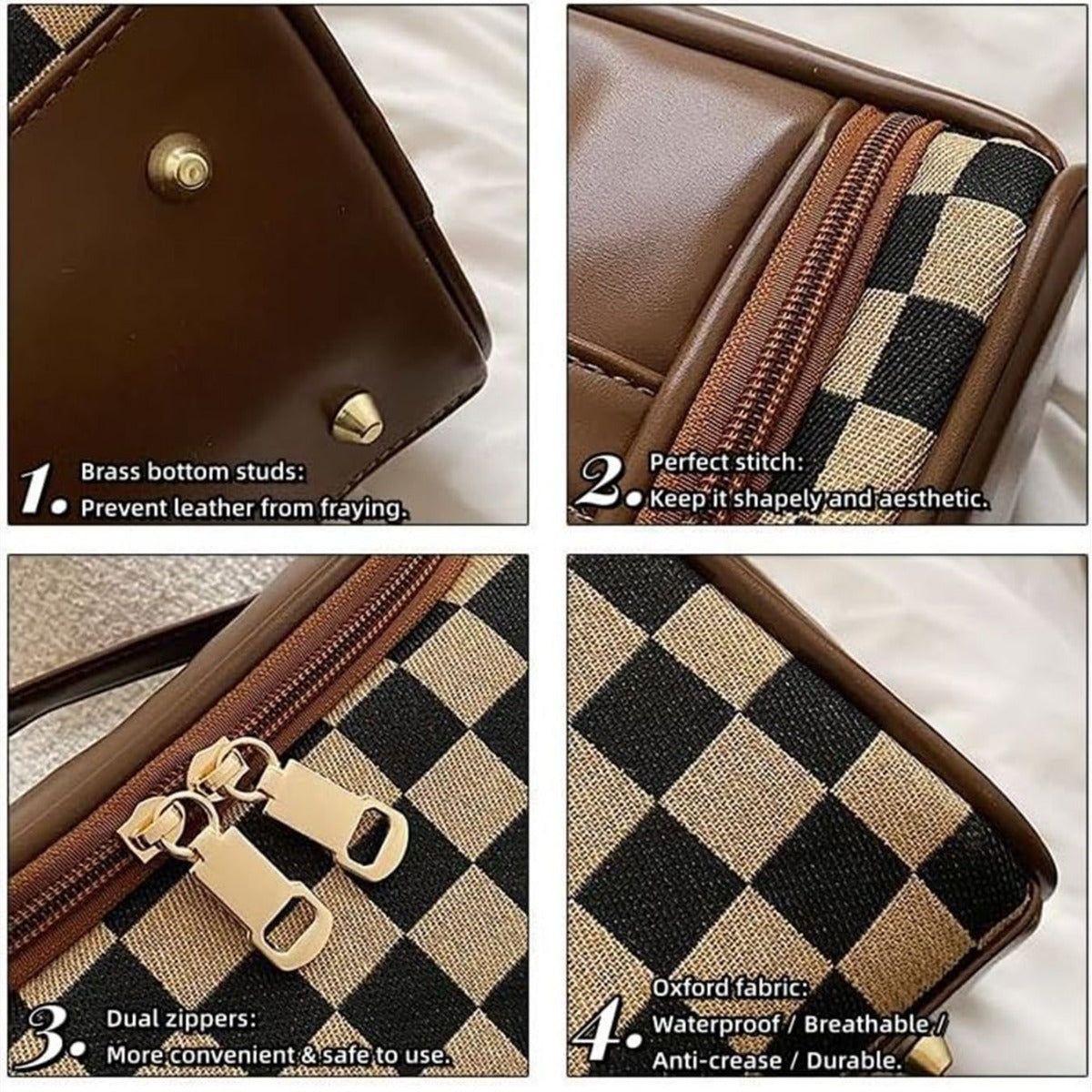 Checkered Travel Cosmetic Bag