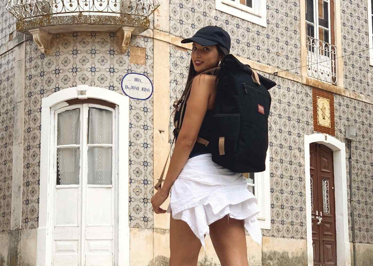 Everyday Hemp Rolltop Backpack in Black