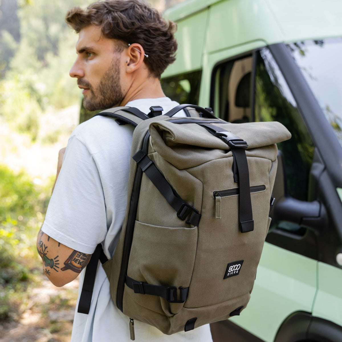 Nomad Hemp Rolltop Backpack in Dark Green