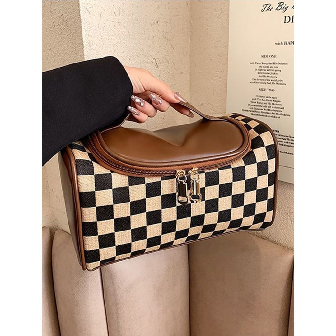 Checkered Travel Cosmetic Bag