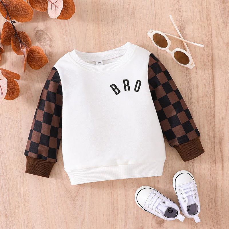 Bébés et tout-petits Hauts à manches longues Sweat-shirt à carreaux mode