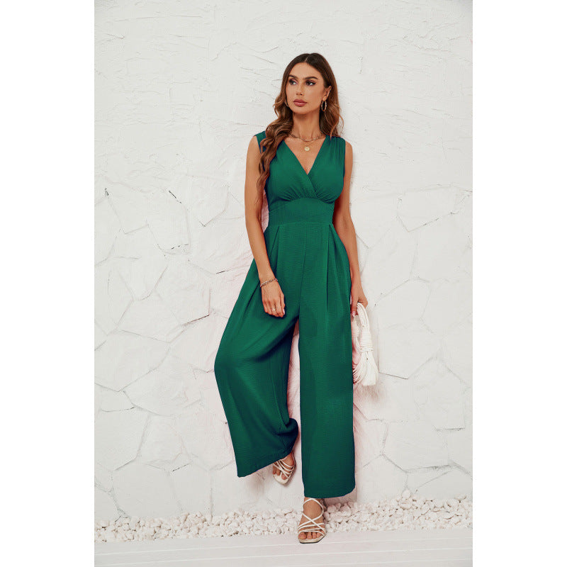 Sleeveless High-Waist Wide-Leg Jumpsuit
