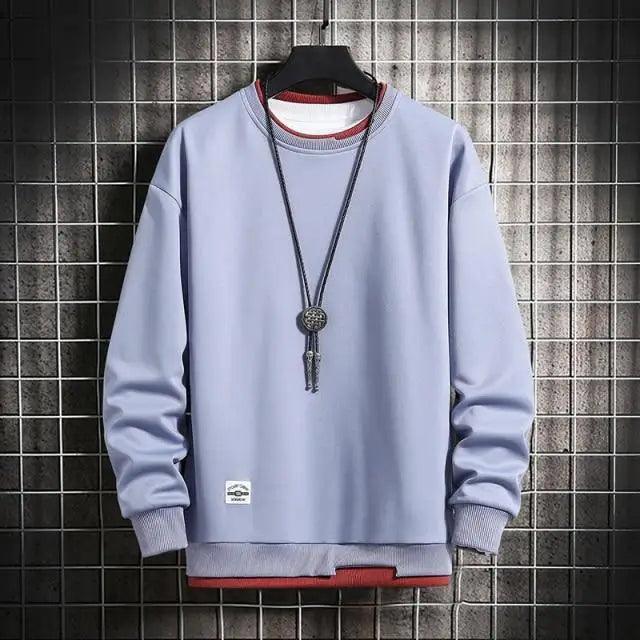 Nouveau sweat-shirt décontracté pour hommes, couleur unie, printemps-automne, mode homme, sweat à capuche décontracté, deux pièces, col rond