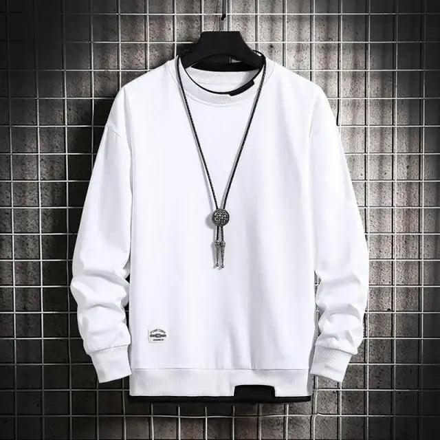 Nouveau sweat-shirt décontracté pour hommes, couleur unie, printemps-automne, mode homme, sweat à capuche décontracté, deux pièces, col rond