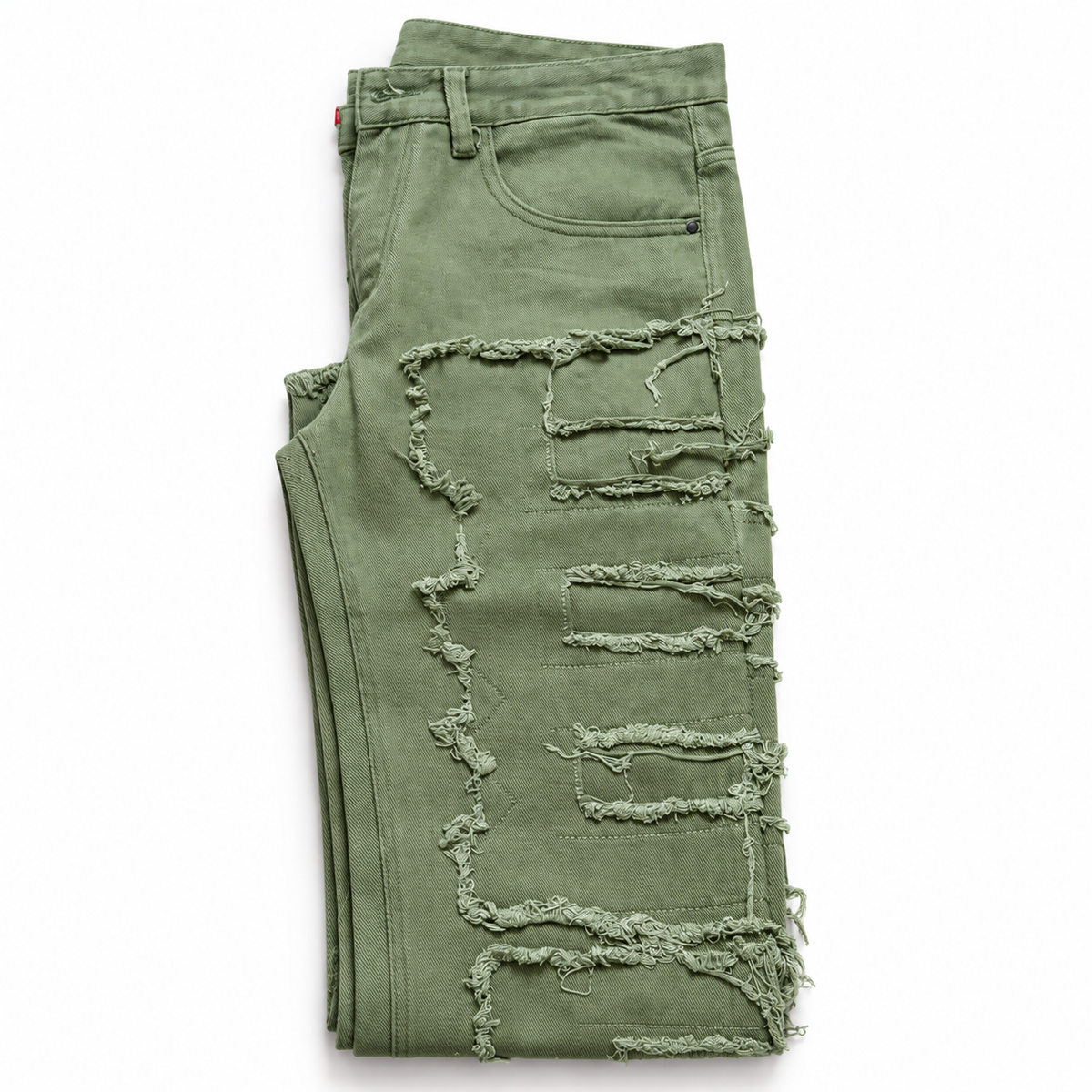 Frayed Skinny Jeans – Olive Size 32 (PRE-OWNED)