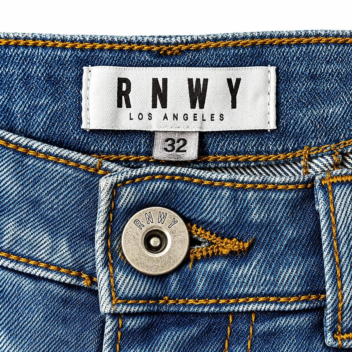 RNWY Biker Ripped Jeans – Light Blue – W32 (PRE-OWNED)