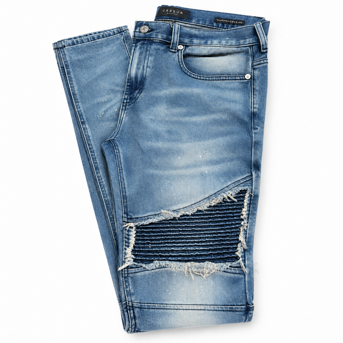 PacSun Comfort Stretch Stacked Skinny Biker Moto Jeans – Light Blue 32x32 (PRE-OWNED)