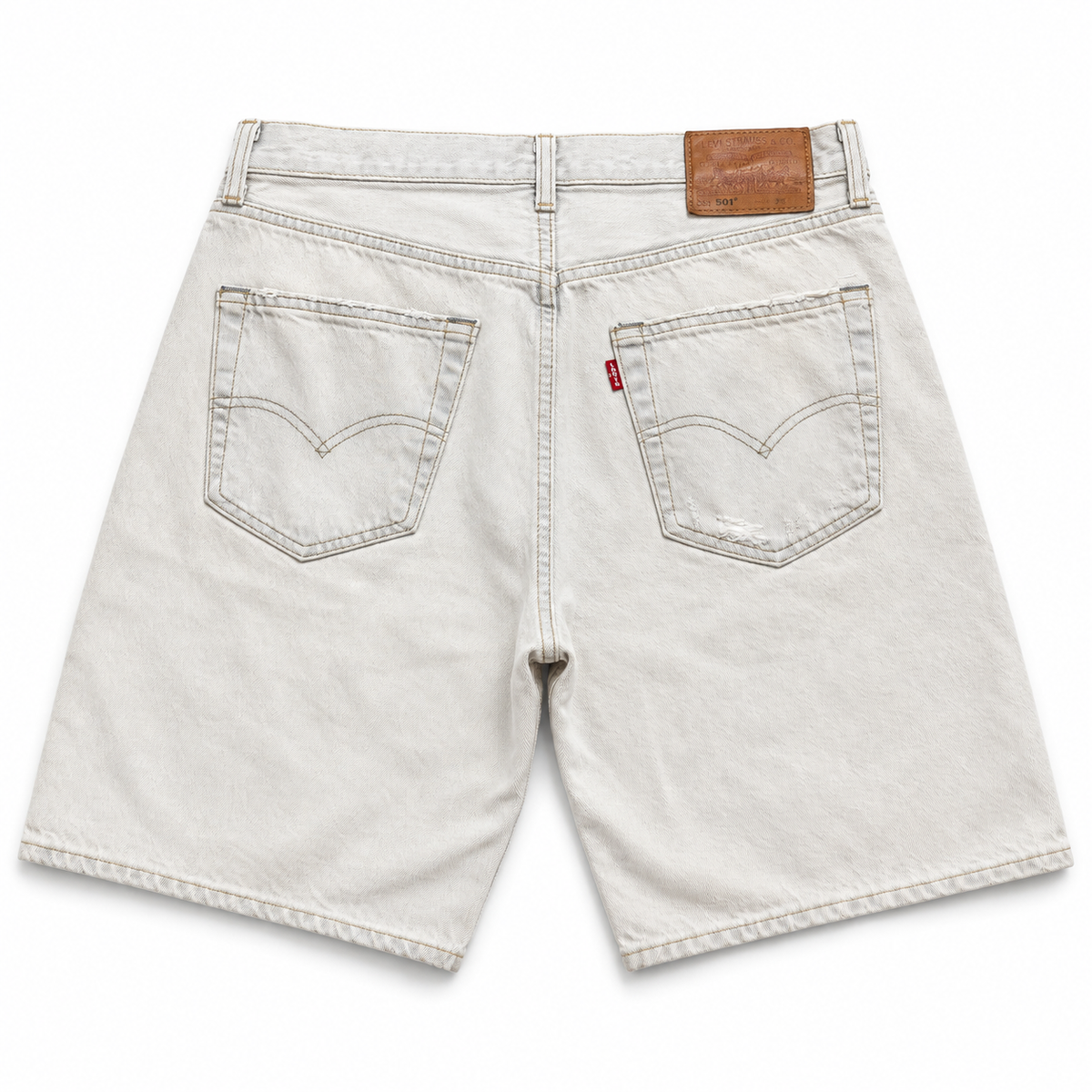 Levi's 501 Shorts – Ecru w/ Blue Patches (PRE-OWNED)