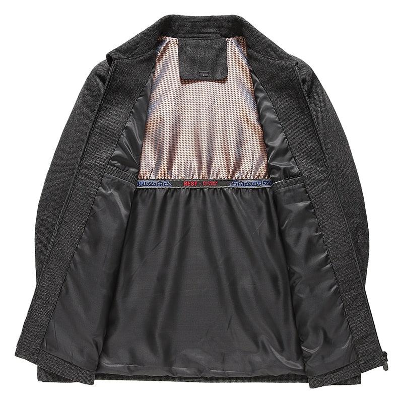 Chaqueta casual sencilla para hombre, moda de lujo, ropa de hombre para otoño e invierno, chaqueta clásica, chaqueta de color sólido, chaqueta casual ligera y cálida para exteriores para hombre